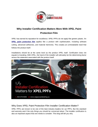 Why Installer Certification Matters More With XPEL Paint Protection Film
