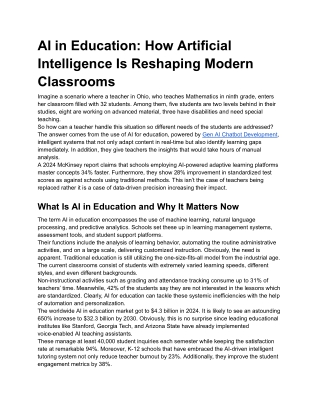 AI in Education: Enhancing Learning and Teaching Outcomes
