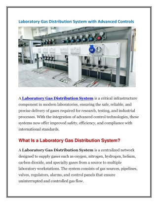 Laboratory Gas Distribution System with Advanced Controls
