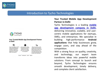 Introduction to Tycho Technologies