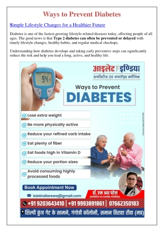 Ways to Prevent Diabetes