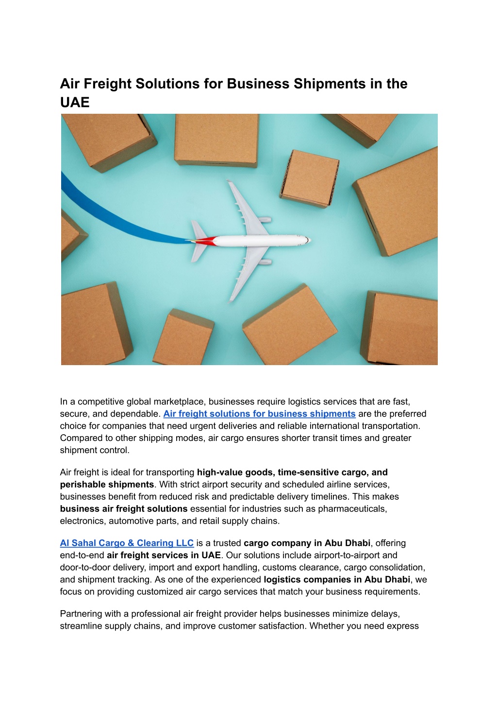 PPT - Air Freight Solutions for Business Shipments in the UAE ...