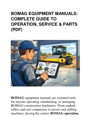 BOMAG EQUIPMENT PDF MANUALS COMPLETE GUIDE TO OPERATION, SERVICE & PARTS