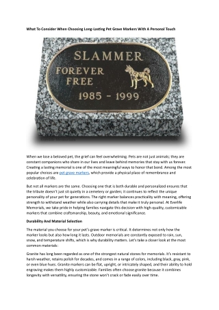 Pet Grave Markers