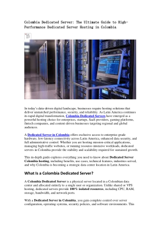 Colombia Dedicated Server Hosting