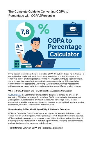 CGPA to Percentage Calculator Quick CGPA Calculator