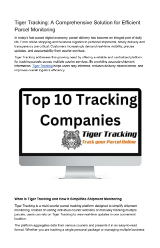 Tiger Tracking India’s Largest Courier & Parcel Tracking Service