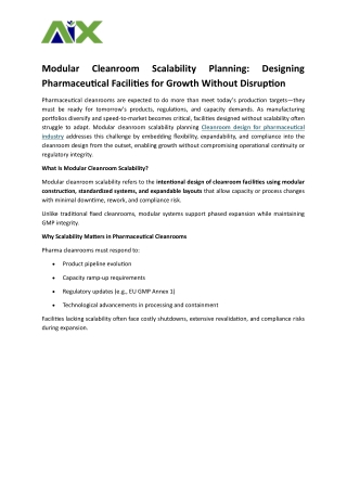 Modular Cleanroom Scalability Planning