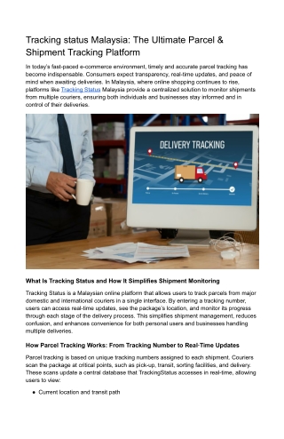 Tracking Status All‑in‑One Malaysian Parcel Tracking