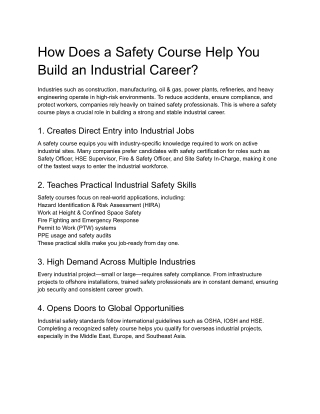 How Does a Safety Course Help You Build an Industrial Career (2)