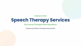 Speech Therapy Services West Palm Beach