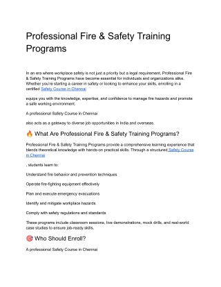 Professional Fire & Safety Training Programs