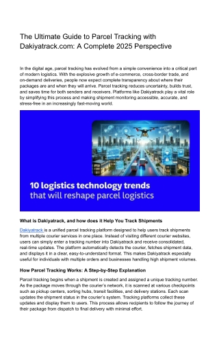 Dakiya Track Shipment & Parcel Tracking