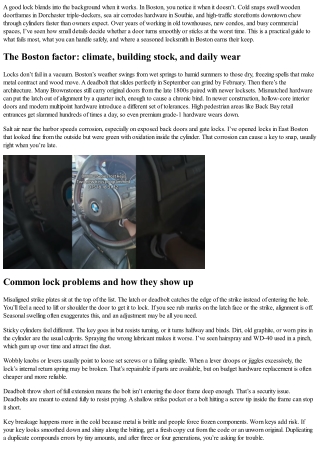 Lock Service in Boston: Common Issues, Quick Fixes, and When to Call a Pro