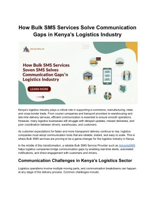 How Bulk SMS Services Solve Communication Gaps in Kenya’s Logistics Industry