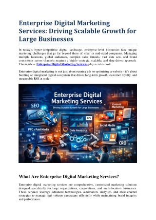 Enterprise Digital Marketing Services: Driving Scalable Growth