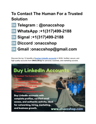 12 Point and Benefit to Buy LinkedIn Accounts 2K26