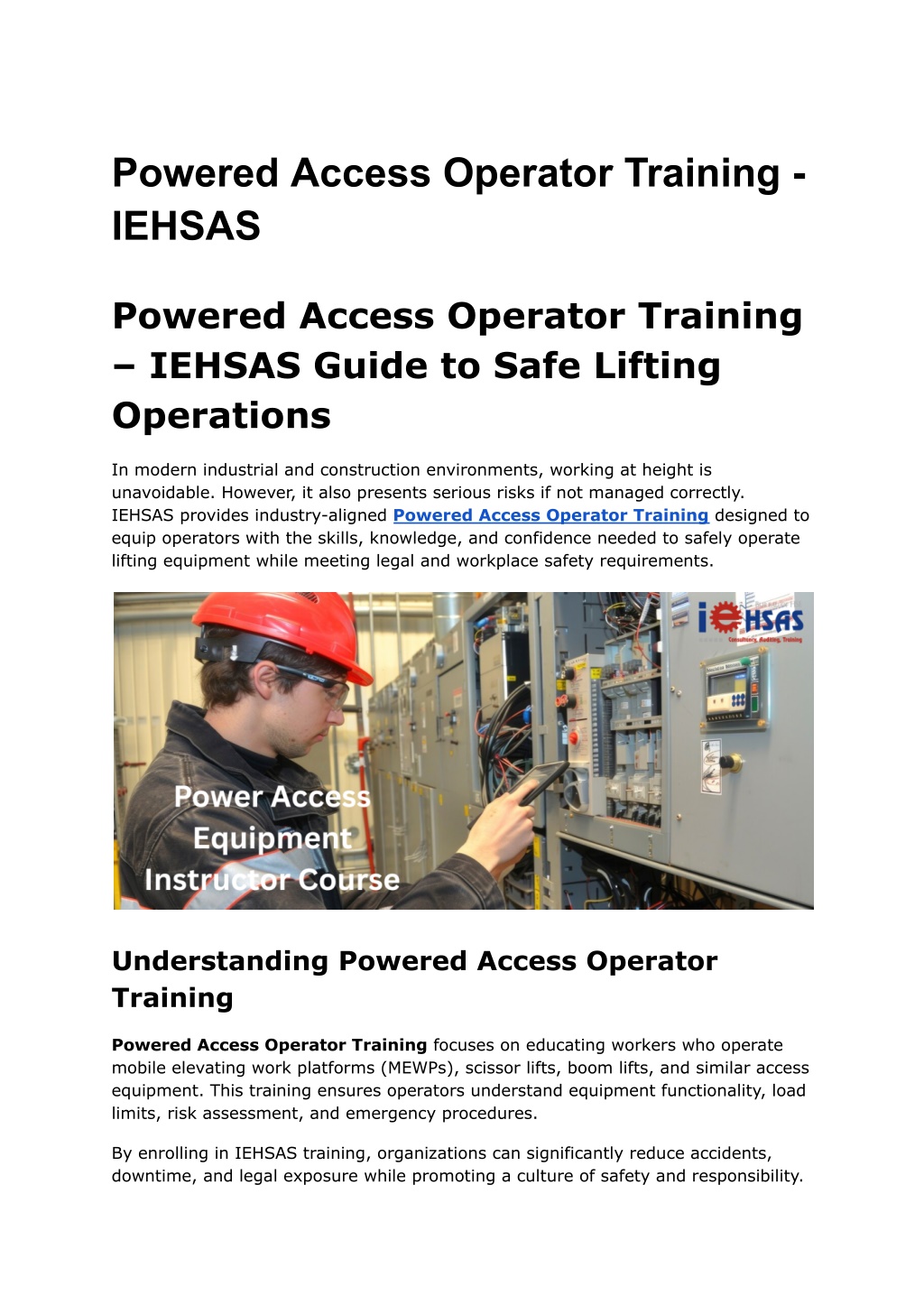 PPT - Powered Access Operator Training - IEHSAS PowerPoint Presentation ...