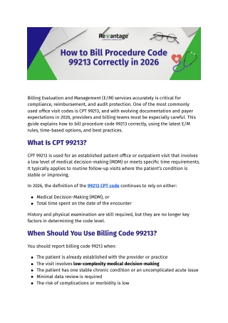 How to Bill Procedure Code 99213 Correctly in 2026