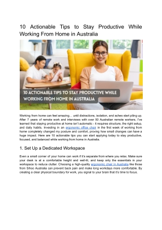 10 Actionable Tips to Stay Productive While Working From Home in Australia
