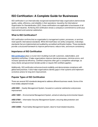 ISO Certification