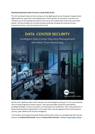 Revolutionizing Data Center Security in Saudi Arabia & GCC