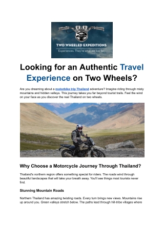 Looking for an Authentic Travel Experience on Two Wheels
