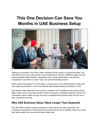 This One Decision Can Save Months in UAE Business Setup