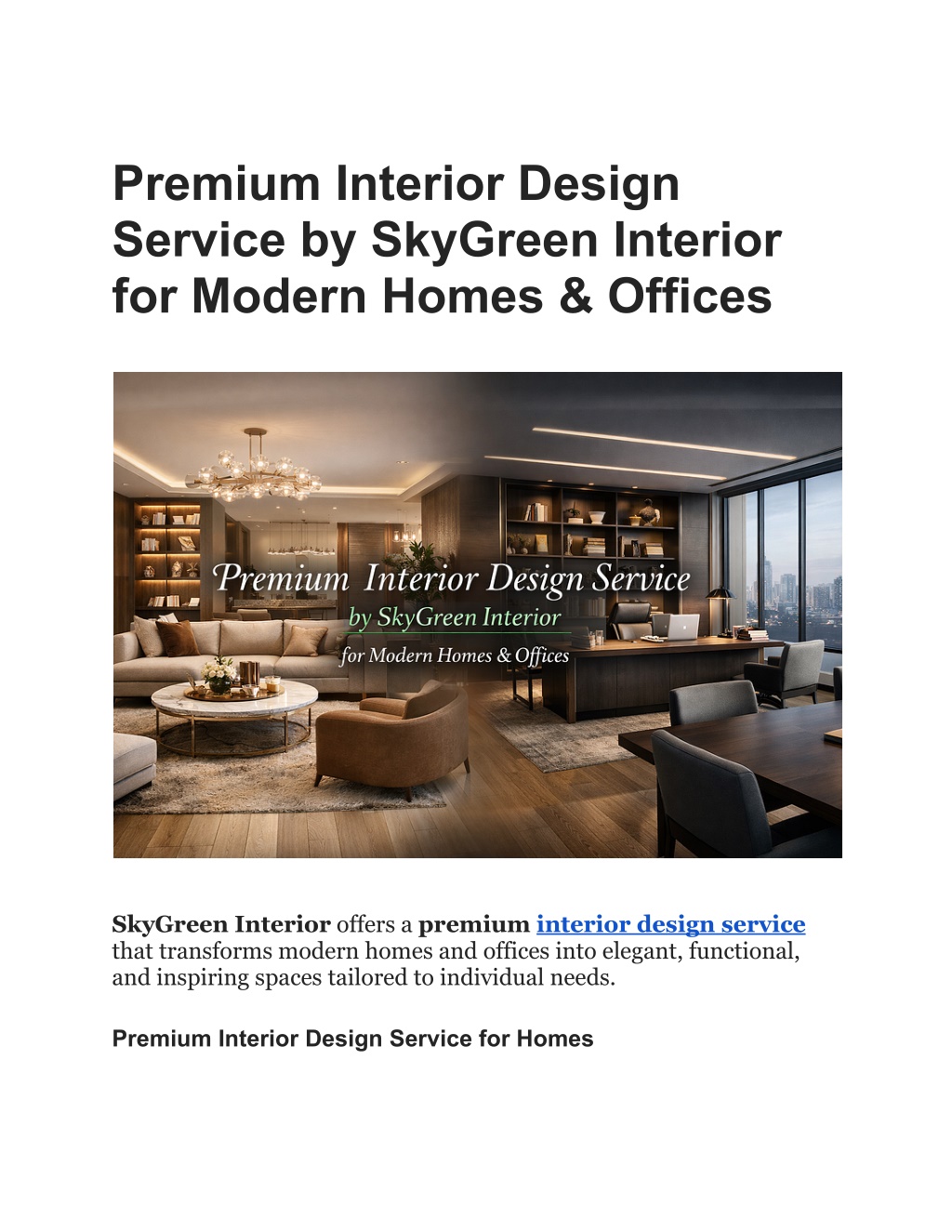 PPT - Premium Interior Design Service by SkyGreen Interior for Modern ...