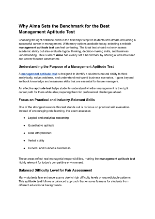 Why Aima Sets the Benchmark for the Best Management Aptitude Test