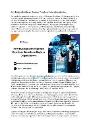 How Business Intelligence Solutions Transform Modern Organizations