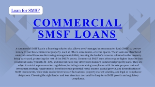 Comprehensive Commercial SMSF Loans Solutions for Property Investment