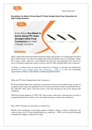 Everything You Need to Know About PV Solar Straight Inline Fuse Connectors for High