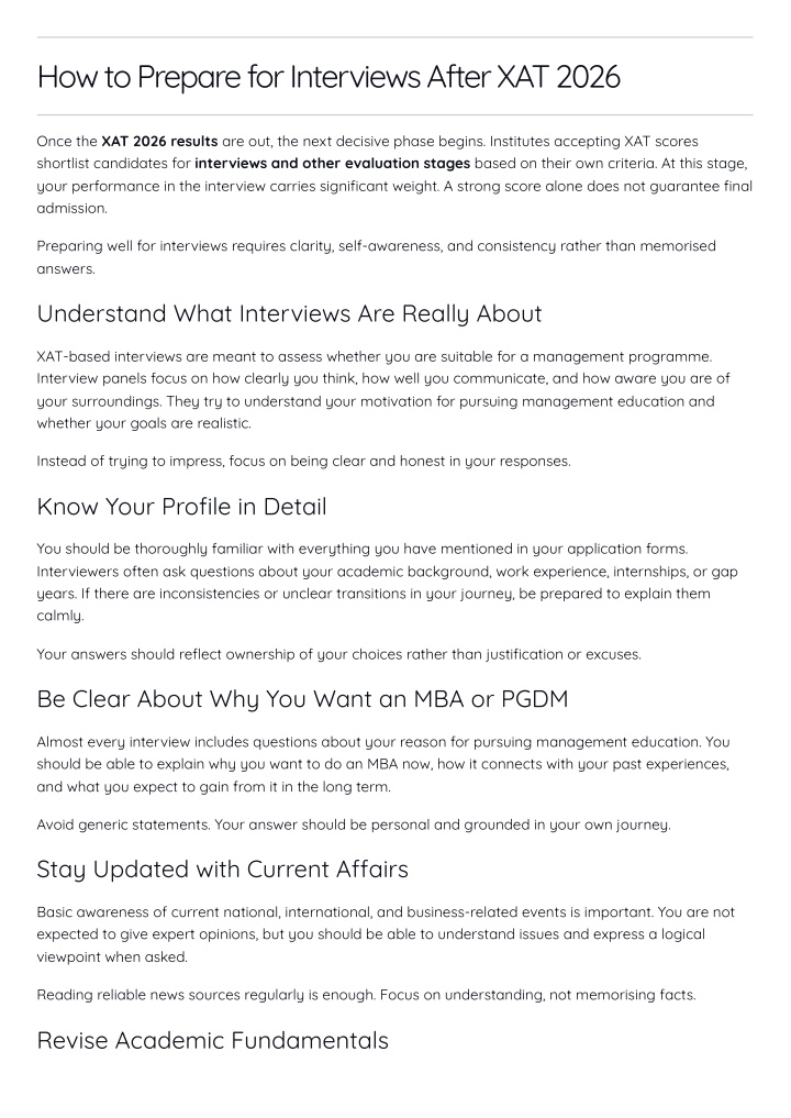PPT - How to Prepare for Interviews After XAT 2026 PowerPoint ...