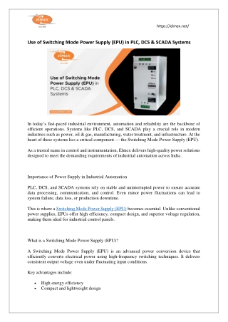 Use of Switching Mode Power Supply