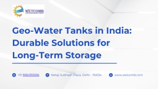 Geo-Water Tanks in India: Durable Solutions for Long-Term Storage