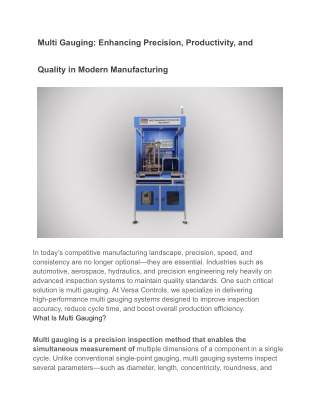 Multi Gauging: Enhancing Precision, Productivity, and Quality in Modern Manufact