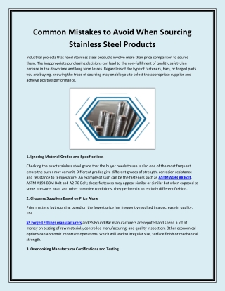 Common Mistakes to Avoid When Sourcing Stainless Steel Products