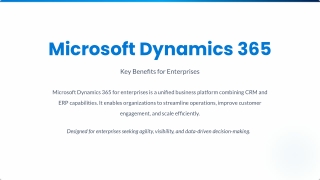Key Benefits of Microsoft Dynamics 365 for Modern Enterprises
