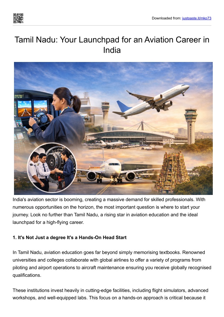 PPT - Tamil Nadu Your Launchpad for an Aviation Career in India ...
