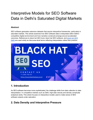 Interpretive Models for SEO Software Data in Delhi’s Saturated Digital Markets