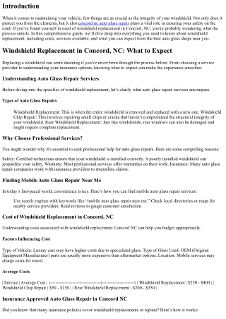 Windshield Replacement in Concord, NC: What to Expect