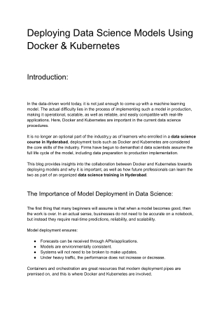 Deploying Data Science Models Using Docker & Kubernetes