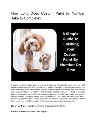 How Long Does Custom Paint by Number Take to Complete?