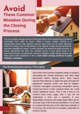 Avoid These Common Mistakes During the Closing Process