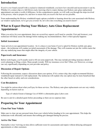 What to Expect During Your Hickory Auto Glass Replacement Appointment