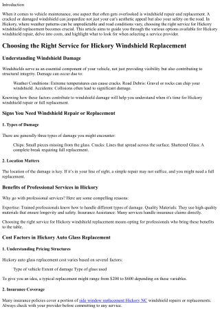 Choosing the Right Service for Hickory Windshield Replacement