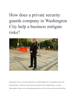 How does a private security guards company in Washington City help a business mitigate risks