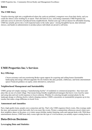 UMH Properties Inc.: Community-Driven Real Estate and Management Excellence