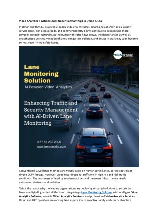 Video Analytics in Action - Lanes Under Constant Vigil in Oman & GCC